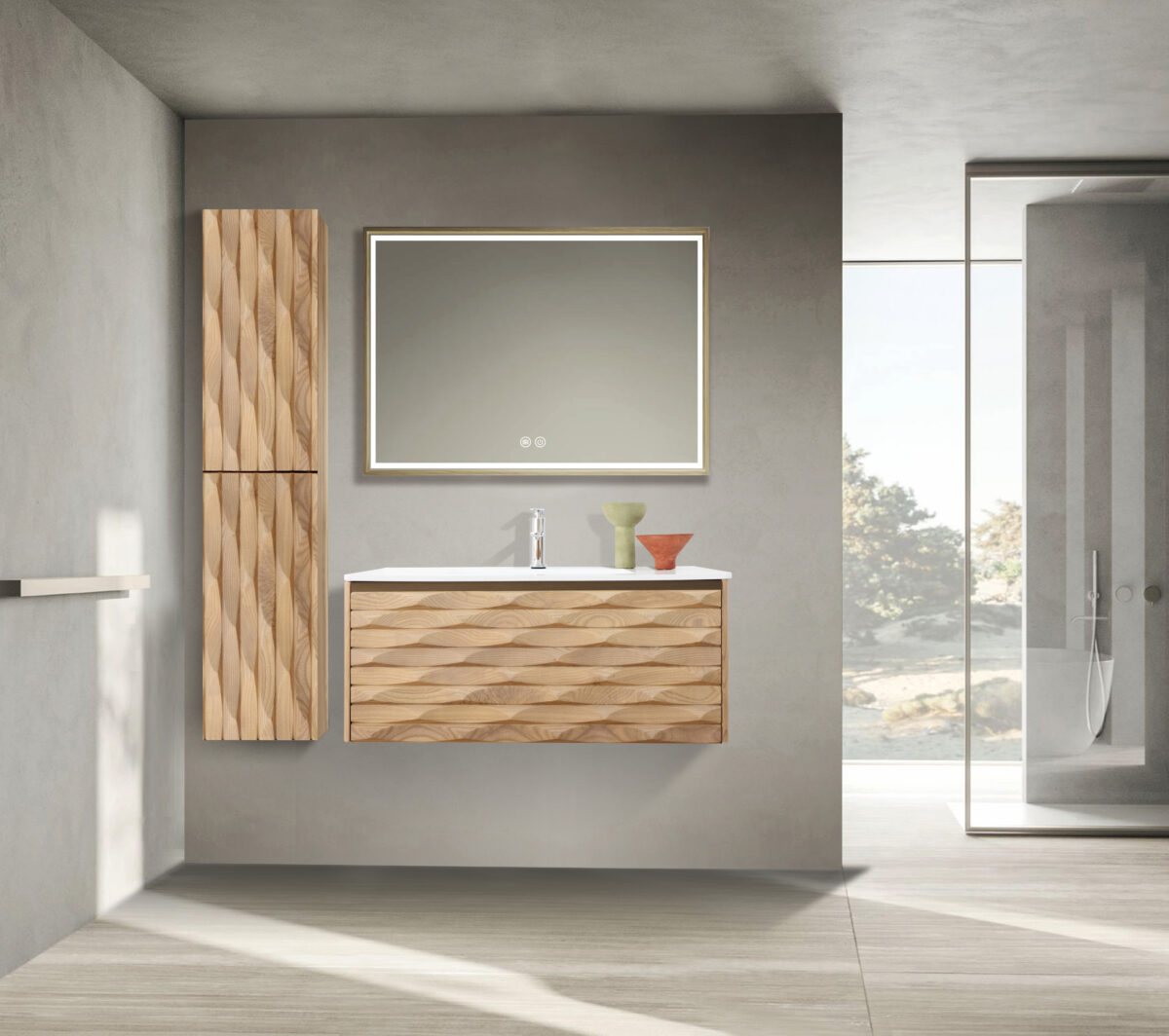 Magnolia Meuble Sous-Vasque - 1 Tiroir - Sans Poignée - Soft Close – 79x40x52 Cm - Chêne Clair – Image 5