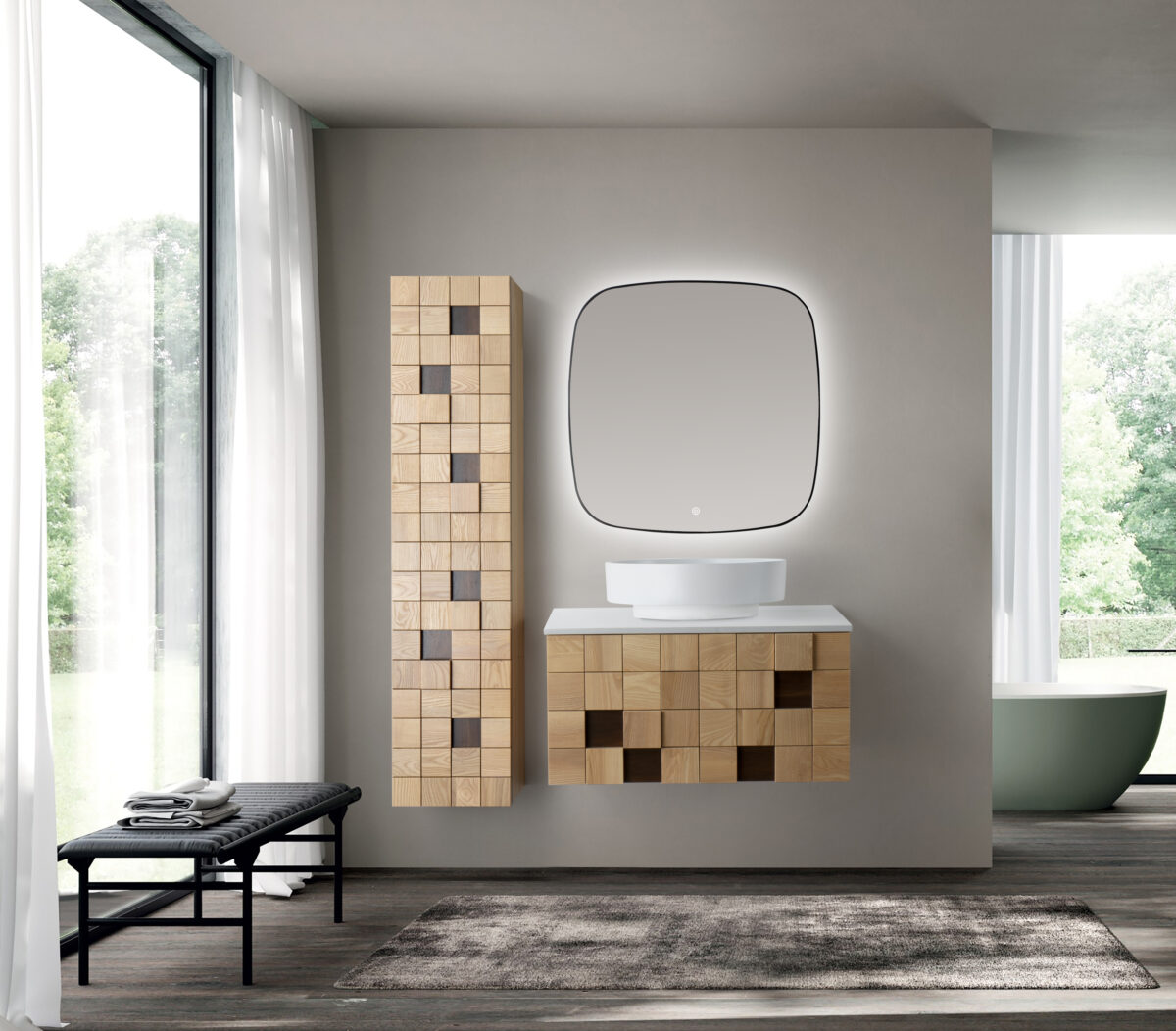 MIMOZA MEUBLE SOUS-VASQUE - 1 TIROIR - SANS POIGNÉE - SOFT CLOSE – 79X40X52 CM - CHÊNE CLAIR - Image 7