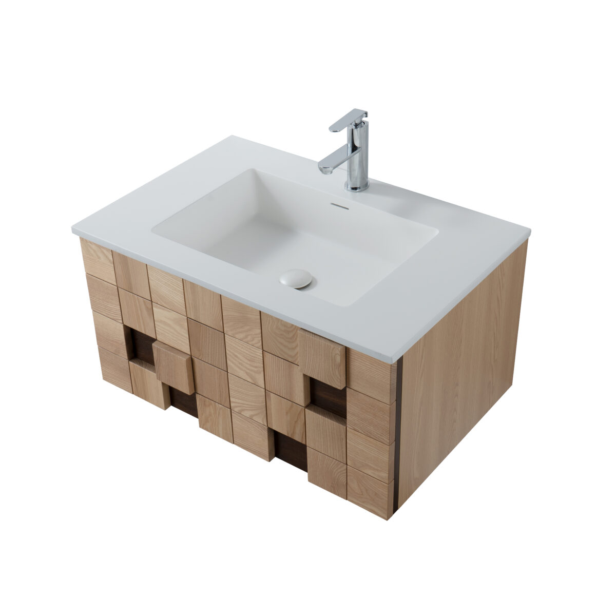 MIMOZA MEUBLE SOUS-VASQUE - 1 TIROIR - SANS POIGNÉE - SOFT CLOSE – 79X40X52 CM - CHÊNE CLAIR - Image 2