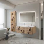 Mimoza Wastafelonderkast - 1 Lade - Greeploos  - Soft Close – 119x40x52 Cm - Licht Eiken - Afbeelding 9