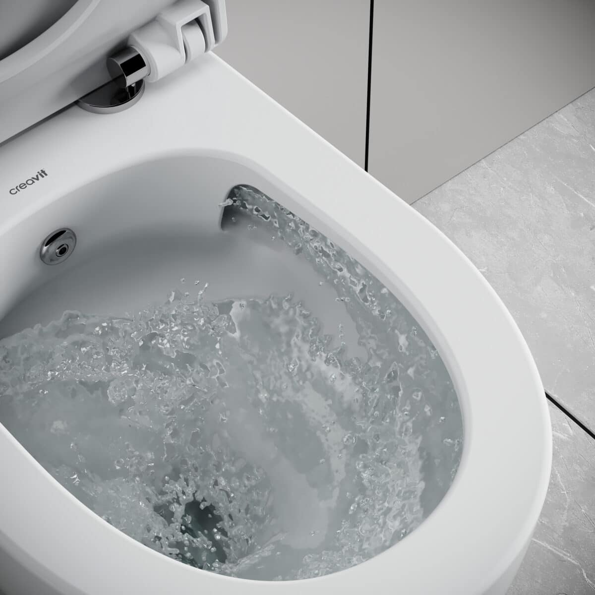 CREAVIT NESS WC SUSPENDU AVEC BIDET - TORNADO FLUSH - SANS BRIDE - SANS ABATTANT WC - BLANC BRILLANT - Image 2