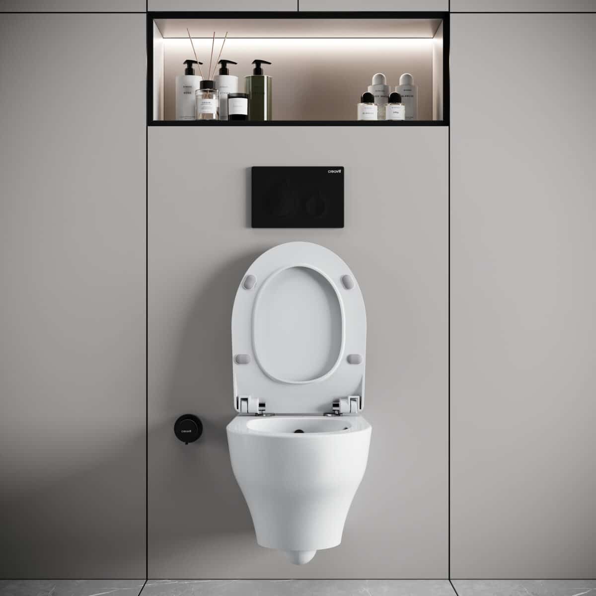 CREAVIT NESS WC SUSPENDU AVEC BIDET - TORNADO FLUSH - SANS BRIDE - SANS ABATTANT WC - BLANC BRILLANT - Image 4