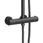 Aloni Optima Rondo Set De Douche À Jets De Pluie – Thermostatique – Montage Apparent – Belgaqua – Noir Mat – Image 2