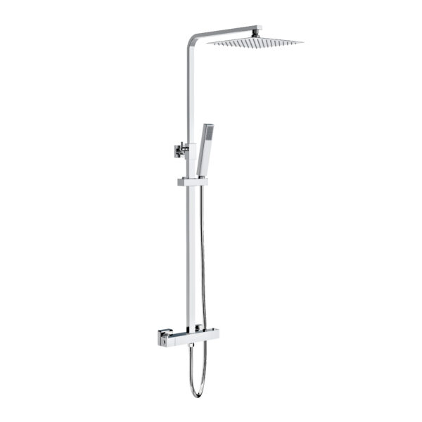 Aloni Optima Quadro Set De Douche À Jets De Pluie – Thermostatique – Montage Apparent – Belgaqua – Chrome
