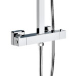 Aloni Optima Quadro Set De Douche À Jets De Pluie – Thermostatique – Montage Apparent – Belgaqua – Chrome - Afbeelding 2