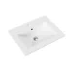 ALONI HAYAT LAVABO - 1 VASQUE -  AVEC TROP-PLEIN - 1 TROU ROBINET - MARBRE COMPOSITE - 60X1,5X45 CM - BLANC BRILLANT - Image 2