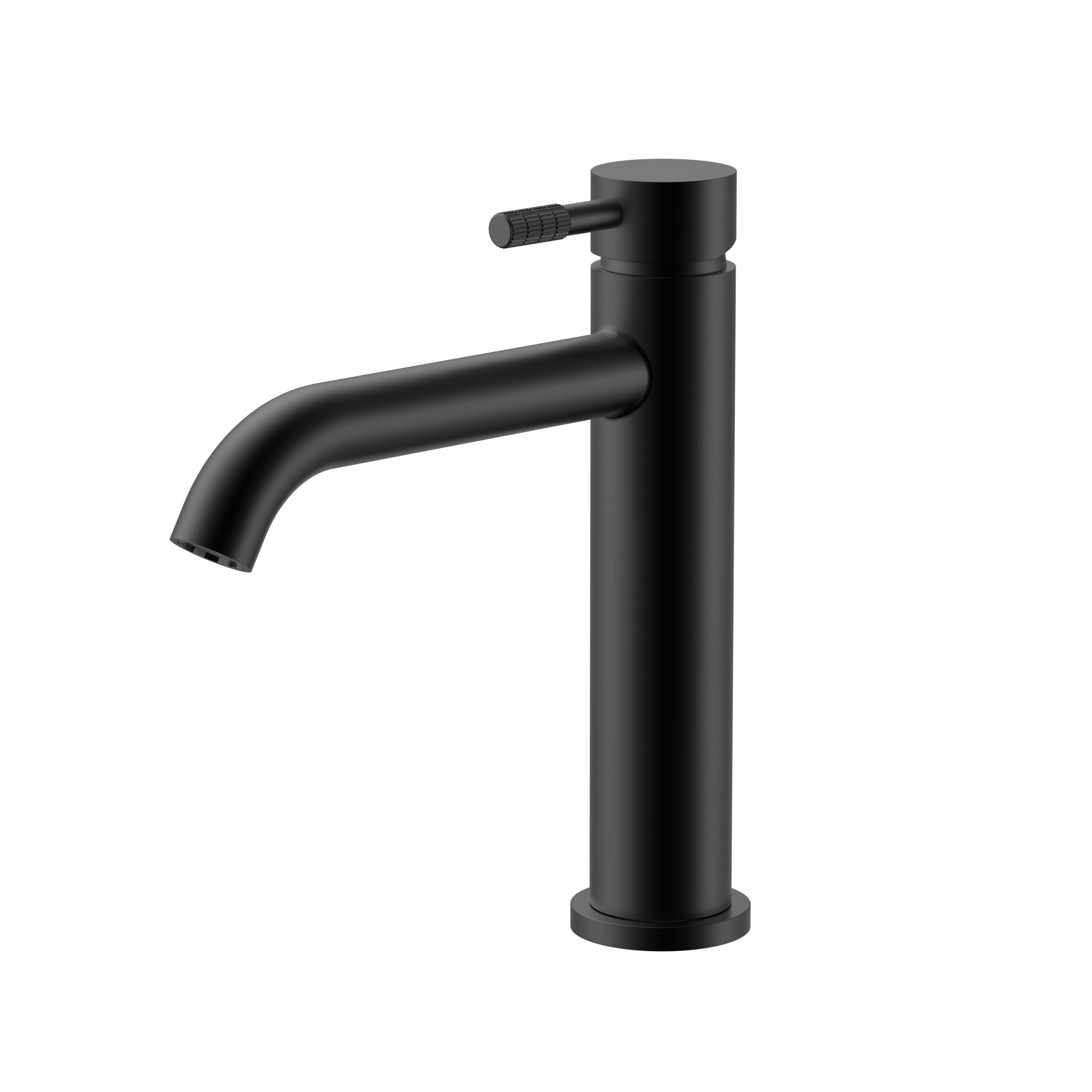 PRM1011-MB-5.jpg Stria Mitigeur Lavabo – Démarrage À Froid – Poignée Avec Structure Striée Raffinée – Sans Bonde – Noir Mat (Pvd) – Image 1