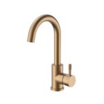 Stria Wastafelmengkraan - Gebogen Uitloop - Draaiende - Koude Start - Handgreep Met Verfijnde Geribde Textuur - Zonder Afval - Bruin Brons (Pvd)