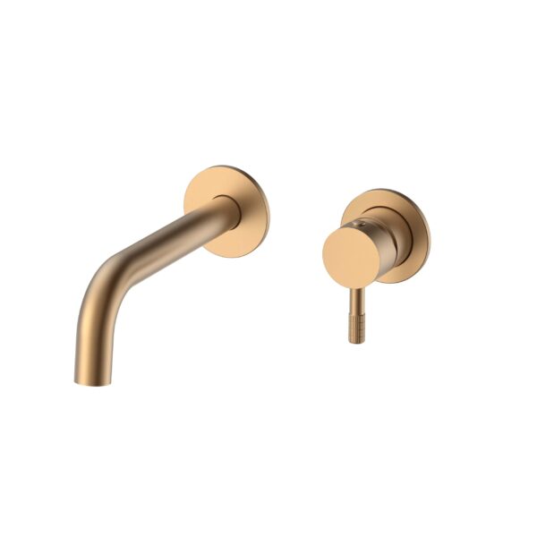 Ensemble De Finition Stria Mitigeur De Lavabo - Démarrage À Froid - Encastré - Poignée À Texture Nettoyée Raffinée - Sans Vidage - Bronze Brun (Pvd)