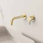 Ensemble De Finition Stria Mélangeur De Lavabo - Démarrage À Froid - Encastré - Poignée À Texture Nettoyée Raffinée - Sans Vidage - Or Brossé (Pvd) – Image 2