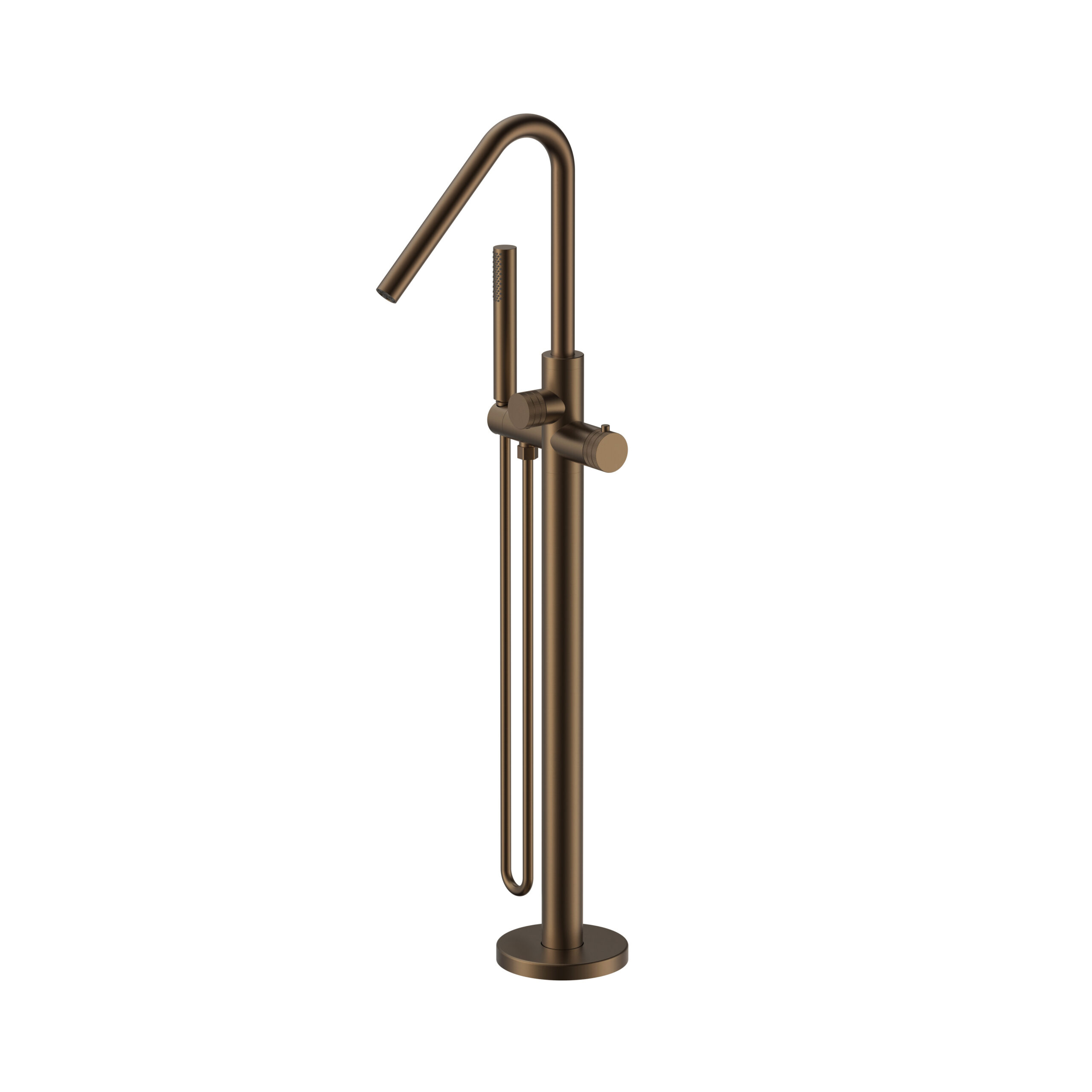 PRM4675-BB-1.jpg STRIA MITIGEUR DE BAIN – INDÉPENDANT – THERMOSTATIQUE – AVEC DOUCHETTE ET FLEXIBLE – BOUTONS AVEC STRUCTURE STRIÉE - BRUN BRONZÉ (PVD) - Image 1