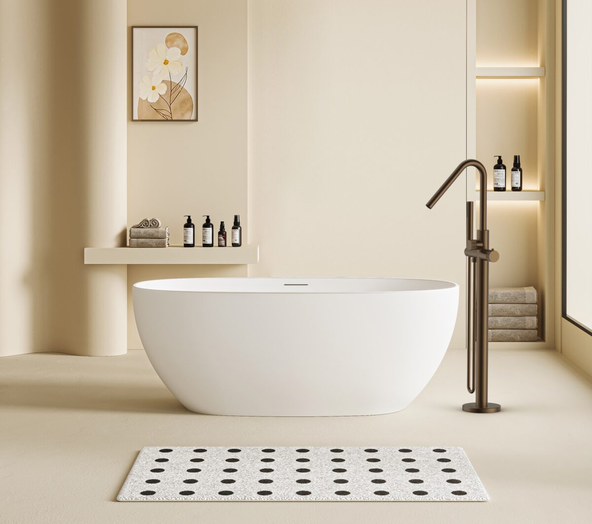 STRIA MITIGEUR DE BAIN – INDÉPENDANT – THERMOSTATIQUE – AVEC DOUCHETTE ET FLEXIBLE – BOUTONS AVEC STRUCTURE STRIÉE - BRUN BRONZÉ (PVD) - Image 2