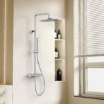 STRIA ENSEMBLE DE DOUCHE PLUIE – THERMOSTATIQUE – COOL TOUCH – DOUCHE DE TÊTE 30 CM – MONTAGE APPARENTE – BOUTONS S AVEC STRUCTURE STRIÉE RAFFINÉE – CHROME - Image 2