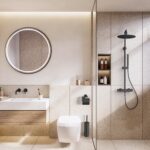 STRIA ENSEMBLE DE DOUCHE PLUIE – THERMOSTATIQUE – COOL TOUCH – DOUCHE DE TÊTE 30 CM – MONTAGE APPARENTE – BOUTONS S AVEC STRUCTURE STRIÉE RAFFINÉE – NOIR MAT (PVD) - Image 3