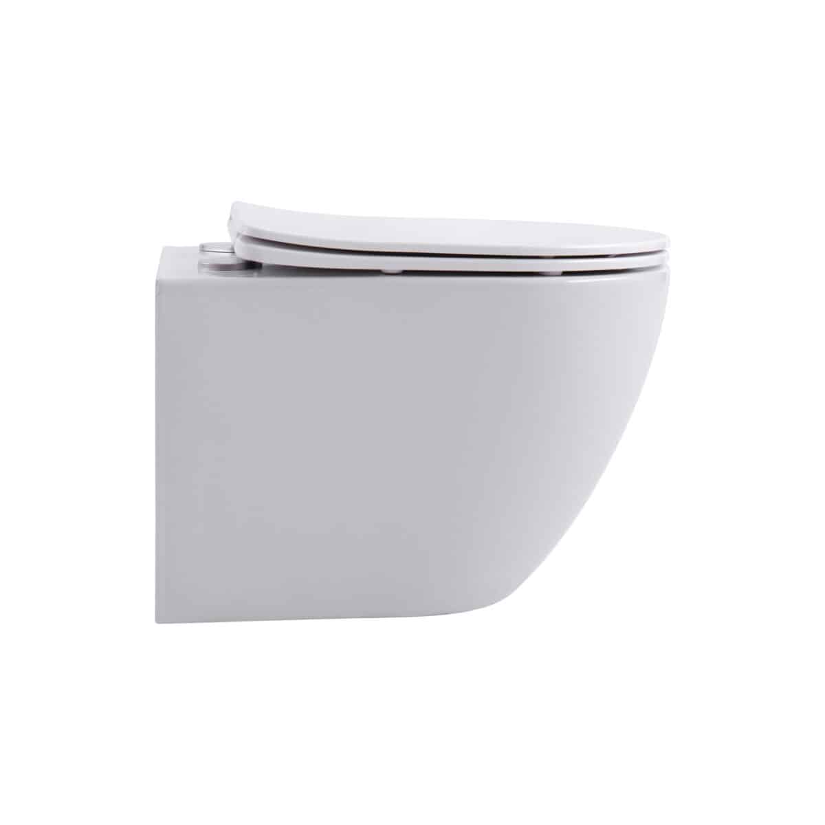 Aloni Pro Wall-Hung Toilet – Tornado Flush – Rimless – With Seat – Duroplast – Soft Close – Quick Release – Compact 49 Cm – 36x32x49 Cm – Glossy White - Afbeelding 3