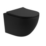 ALONI PRO WC SUSPENDU – TORNADO FLUSH – SANS BRIDE – AVEC ABATTANT – DUROPLAST – SOFT CLOSE – QUICK RELEASE – COMPACT 49 CM - 36X32X49 CM – NOIR MAT - Image 2