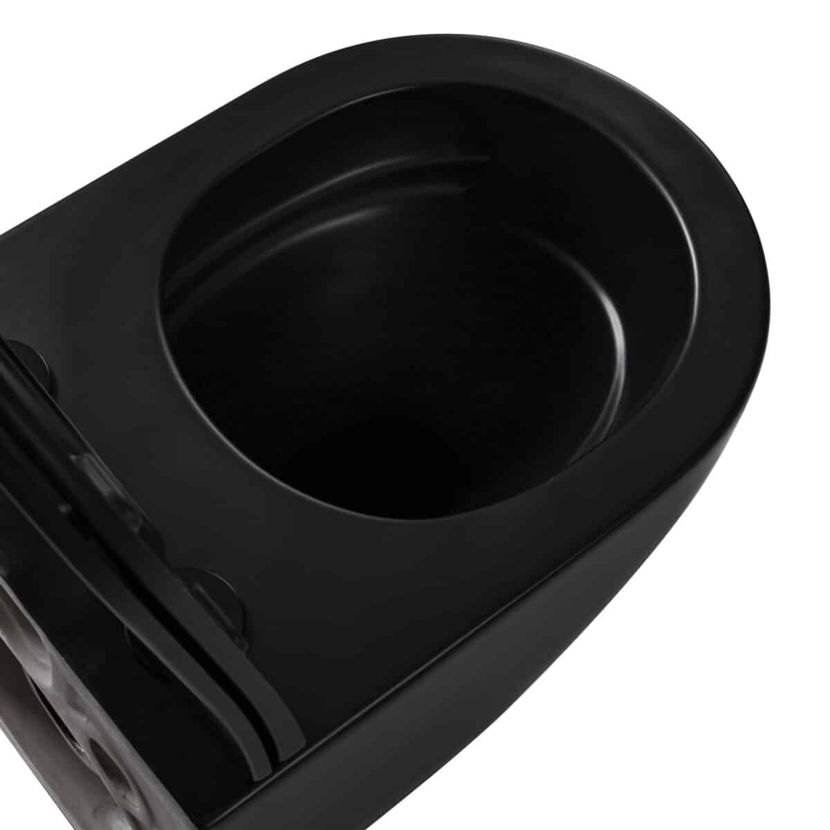 ALONI PRO WC SUSPENDU – TORNADO FLUSH – SANS BRIDE – AVEC ABATTANT – DUROPLAST – SOFT CLOSE – QUICK RELEASE – COMPACT 49 CM - 36X32X49 CM – NOIR MAT - Image 4