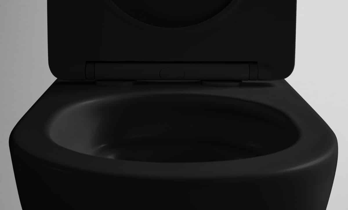 ALONI PRO WC SUSPENDU – TORNADO FLUSH – SANS BRIDE – AVEC ABATTANT – DUROPLAST – SOFT CLOSE – QUICK RELEASE – COMPACT 49 CM - 36X32X49 CM – NOIR MAT - Image 5