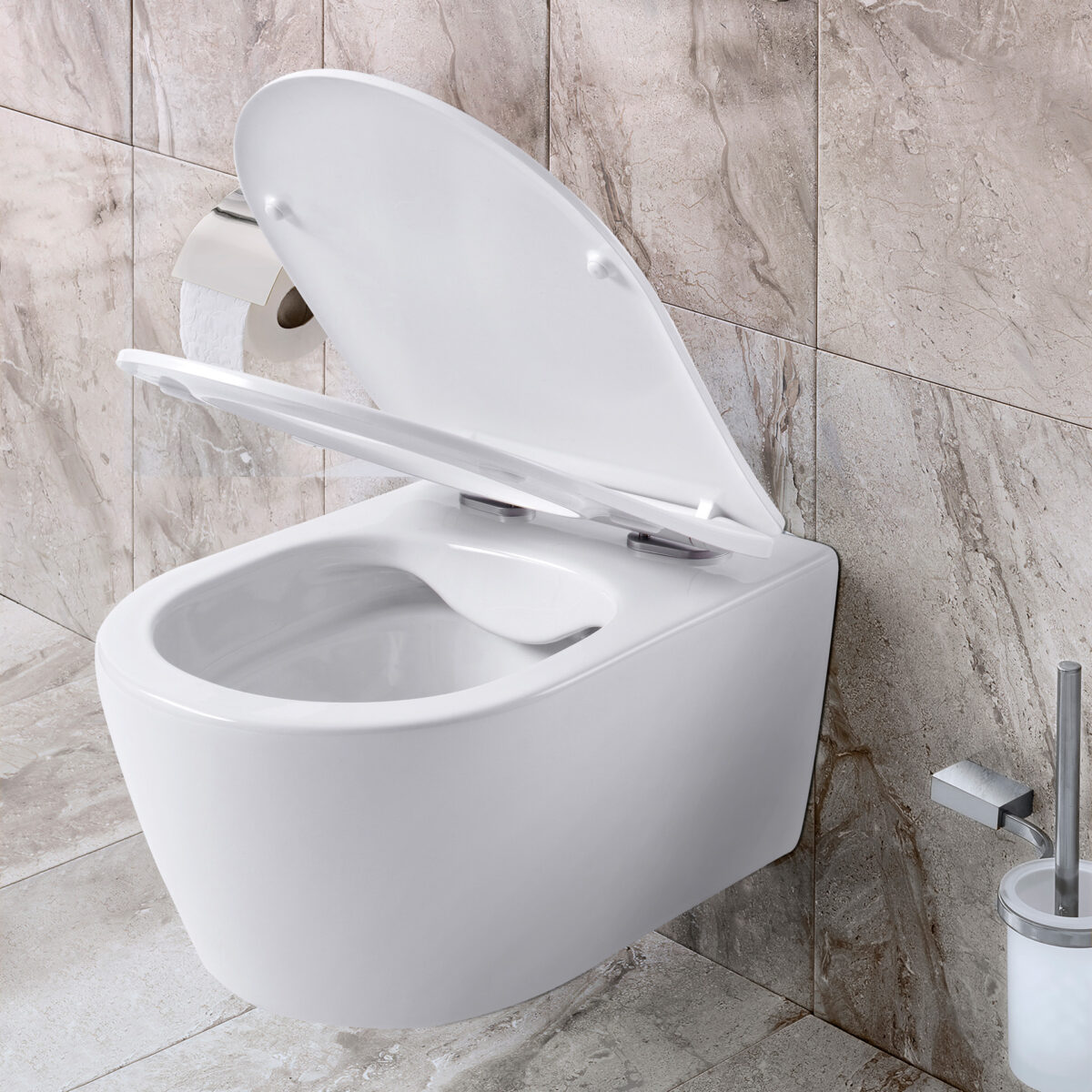 Aloni Pro Wall-Hung Toilet - Rimless - With Seat - Duroplast - Softclose - Quick Release - Compact 49 Cm - 36x25x49 Cm - Blanc Mat – Image 8