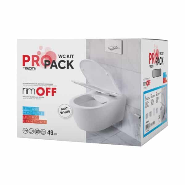 Aloni Pro Wall-Hung Toilet - Rimless - With Seat - Duroplast - Softclose - Quick Release - Compact 49 Cm - 36x25x49 Cm - Blanc Mat