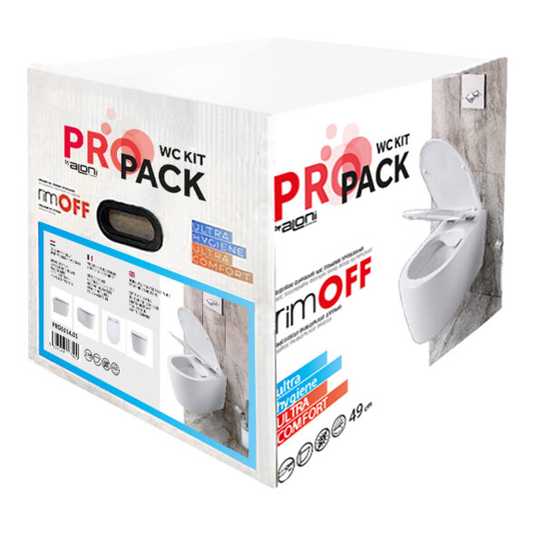 Aloni Pro Wall-Hung Toilet - Rimless - With Seat - Duroplast - Softclose - Quick Release - Compact 49 Cm - 36x25x49 Cm - Blanc Brillant