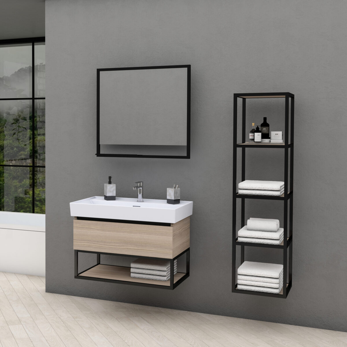 Armoire Colonne Aloni Sally (135cm) - Noir Mat – Image 17