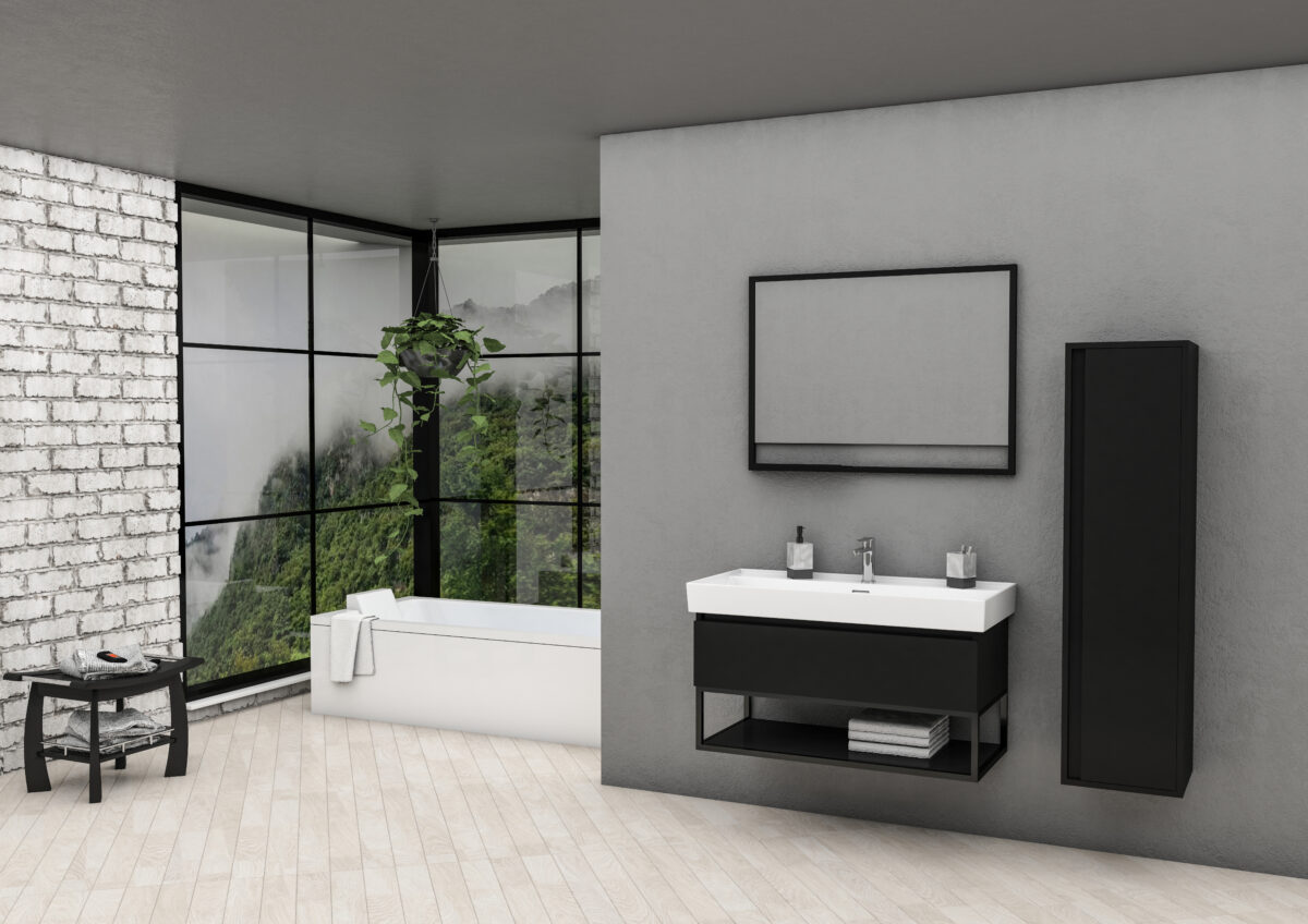 Aloni Sharp Meuble Sous-Plan (80cm) - Noir Mat – Image 2