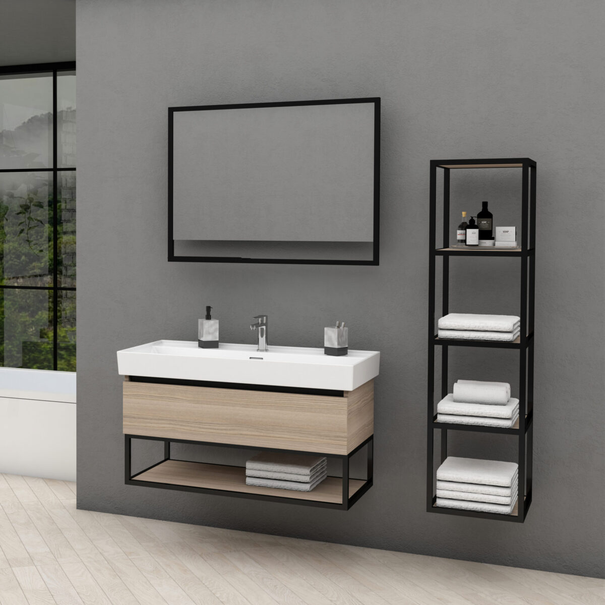 Armoire Colonne Aloni Sally (135cm) - Noir Mat – Image 21