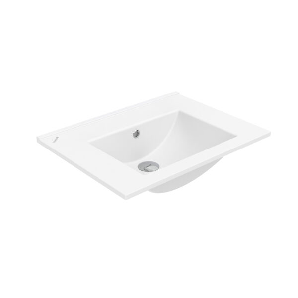 Su Washbasin - 1 Bowl - No Tap Hole - Céramique - 60x45 Cm - Blanc Brillant