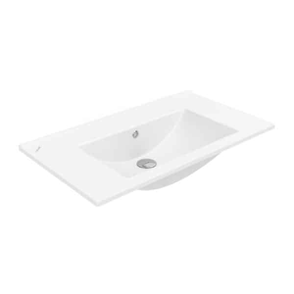 Su Washbasin - 1 Bowl - No Tap Hole - Ceramic - 80x45 Cm - Glossy White