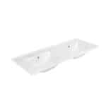 Su Washbasin - 2 Bowl - No Tap Holes - Ceramic - 121x46 Cm - Glossy White