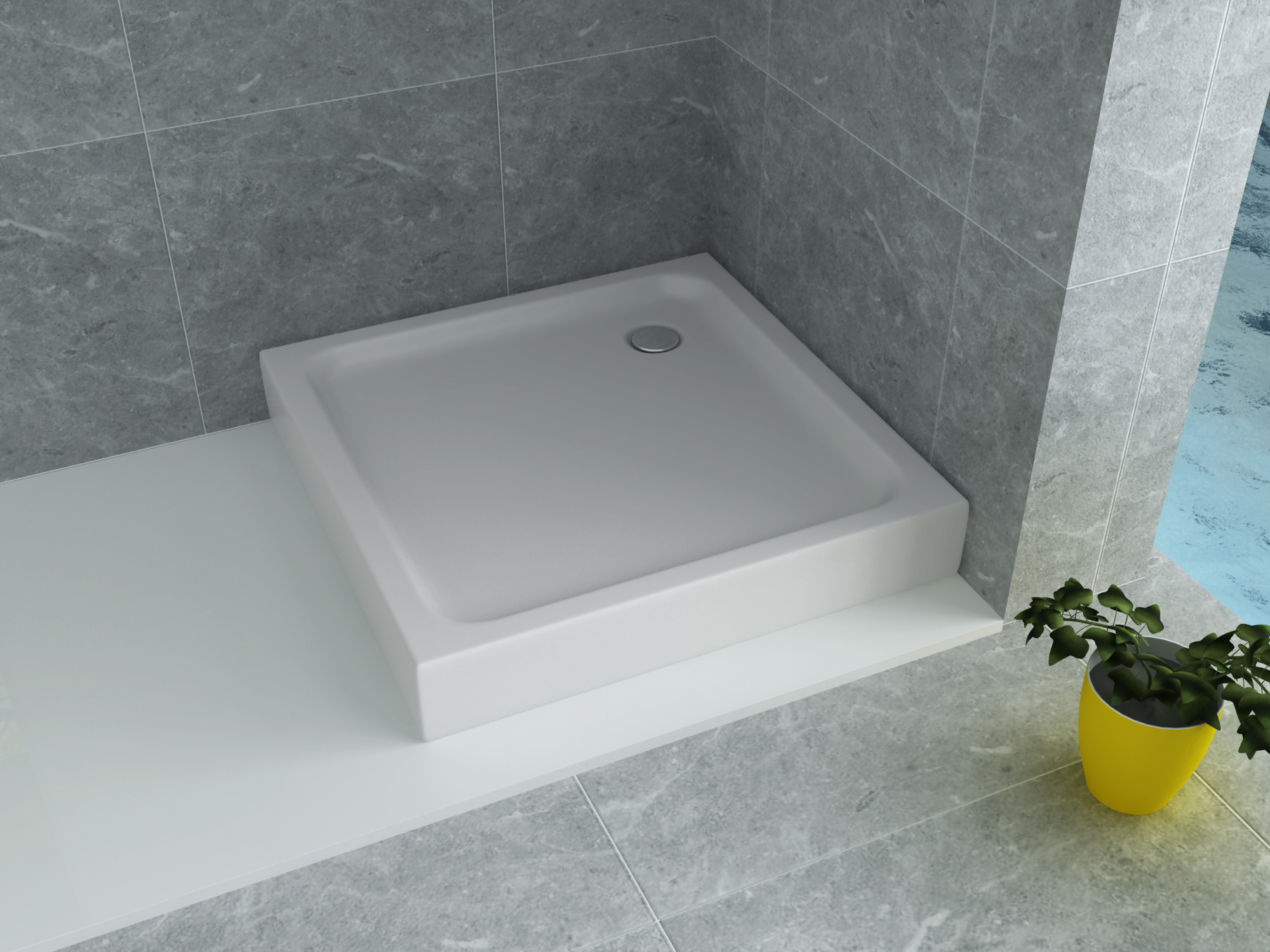 Receveur De Douche Acrylique Carré Aloni (90x90x15cm) - Blanc