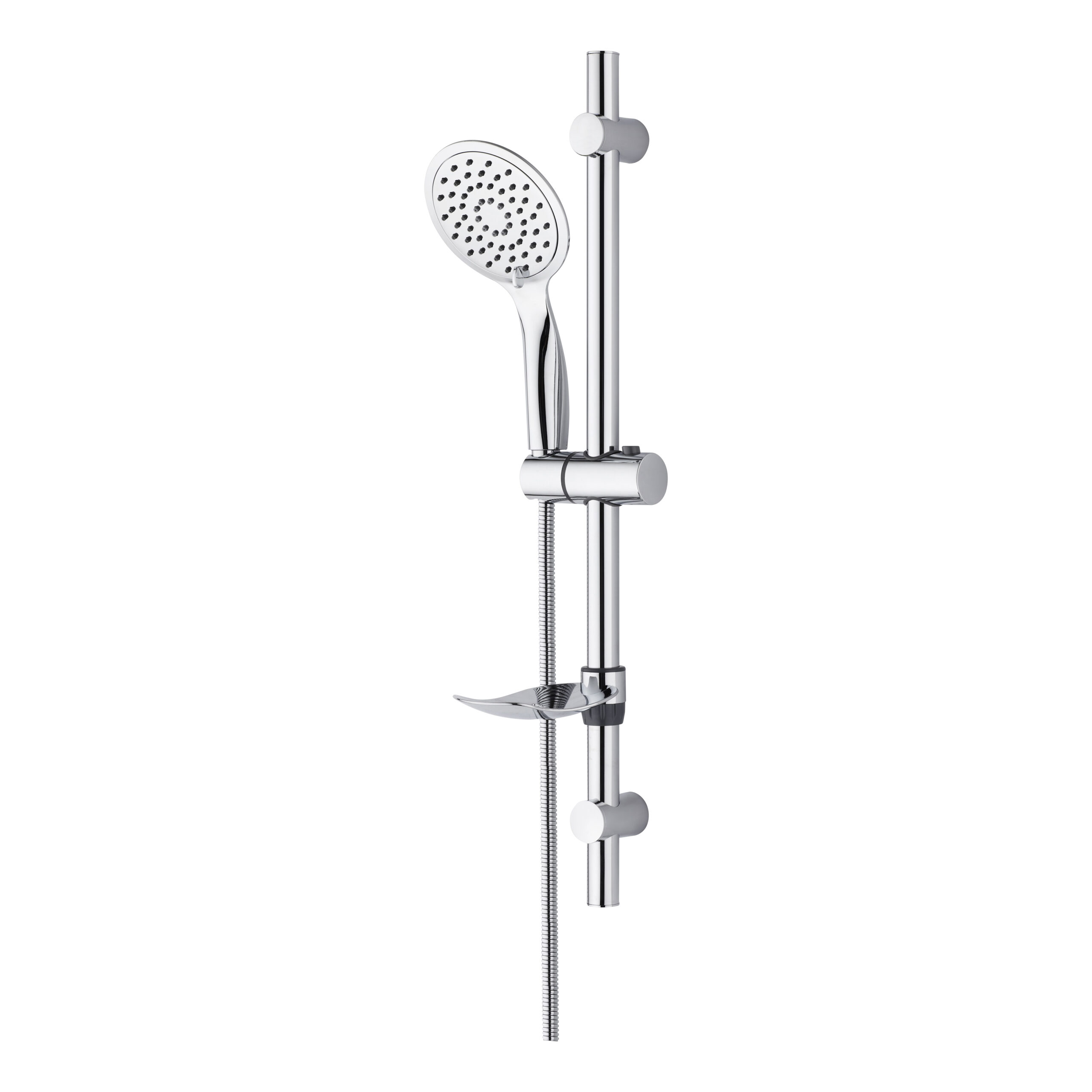 TM51075-9.jpg ALONI SLIM ENSEMBLE COMPLET BARRE DE DOUCHE COULISSANTE – AVEC DOUCHETTE, FLEXIBLE DE DOUCHE MÉTALLIQUE ET PORTE-SAVON – CHROME - Image 1
