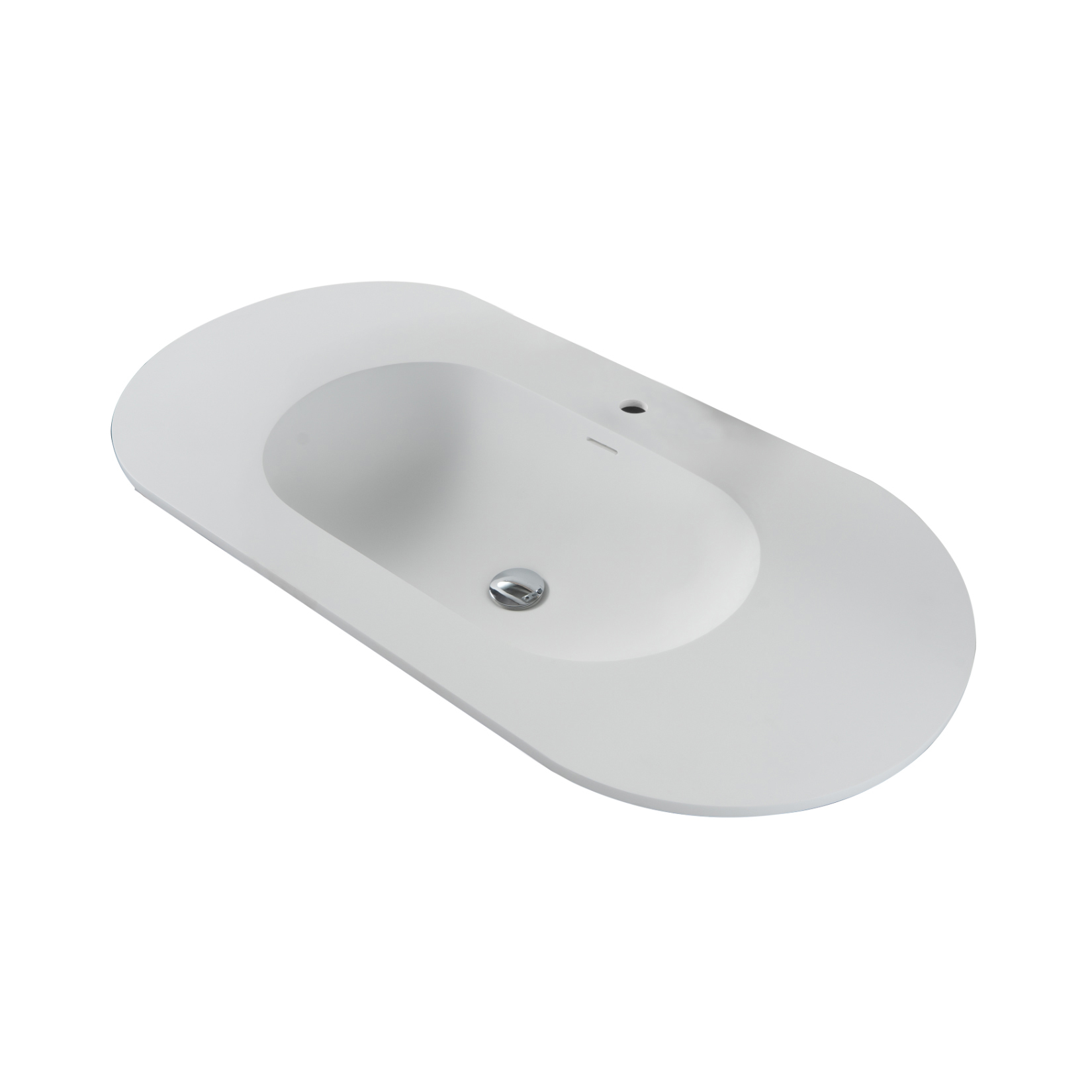 Lavabo Begonia - 1 Vasque - Avec Trop-Plein - 1 Trou Pour Robineterie - Marbre Artificiel - 100x1,2x52,5 Cm - Blanc Mat