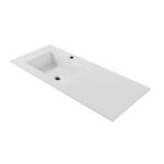 Wonda Square Slim Lavabo - 1 Vasque Gauche -  Avec Trop-Plein - 1 Trou Robinet - Marbre Composite - 120x1,6x52,5 Cm - Blanc Mat