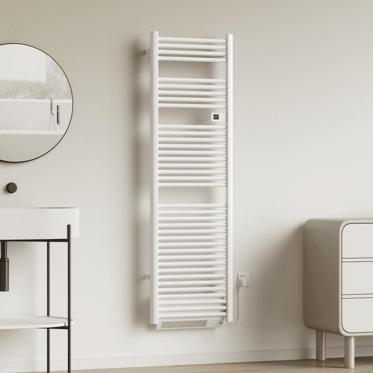 Belrad Sèche-Serviettes With Blower - Electric - With Digital Programmable Thermostat - 2000w - 1840x540x133 Mm - Blanc Brillant – Image 2