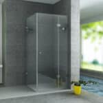ALONI CABINE DE DOUCHE AVEC PORTE BATTANTE, PAROI FIXE ET PAROI LATÉRALE – TRAITEMENT ANTI-CALCAIRE – RÉVERSIBLE – VERRE DE SÉCURITÉ 8?MM – 80X80X195?CM – CHROME – VERRE CLAIR