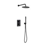 Aloni Set De Douche Thermostatique Encastré Avec Douche De Pluie (Ø25cm) - Noir Mat