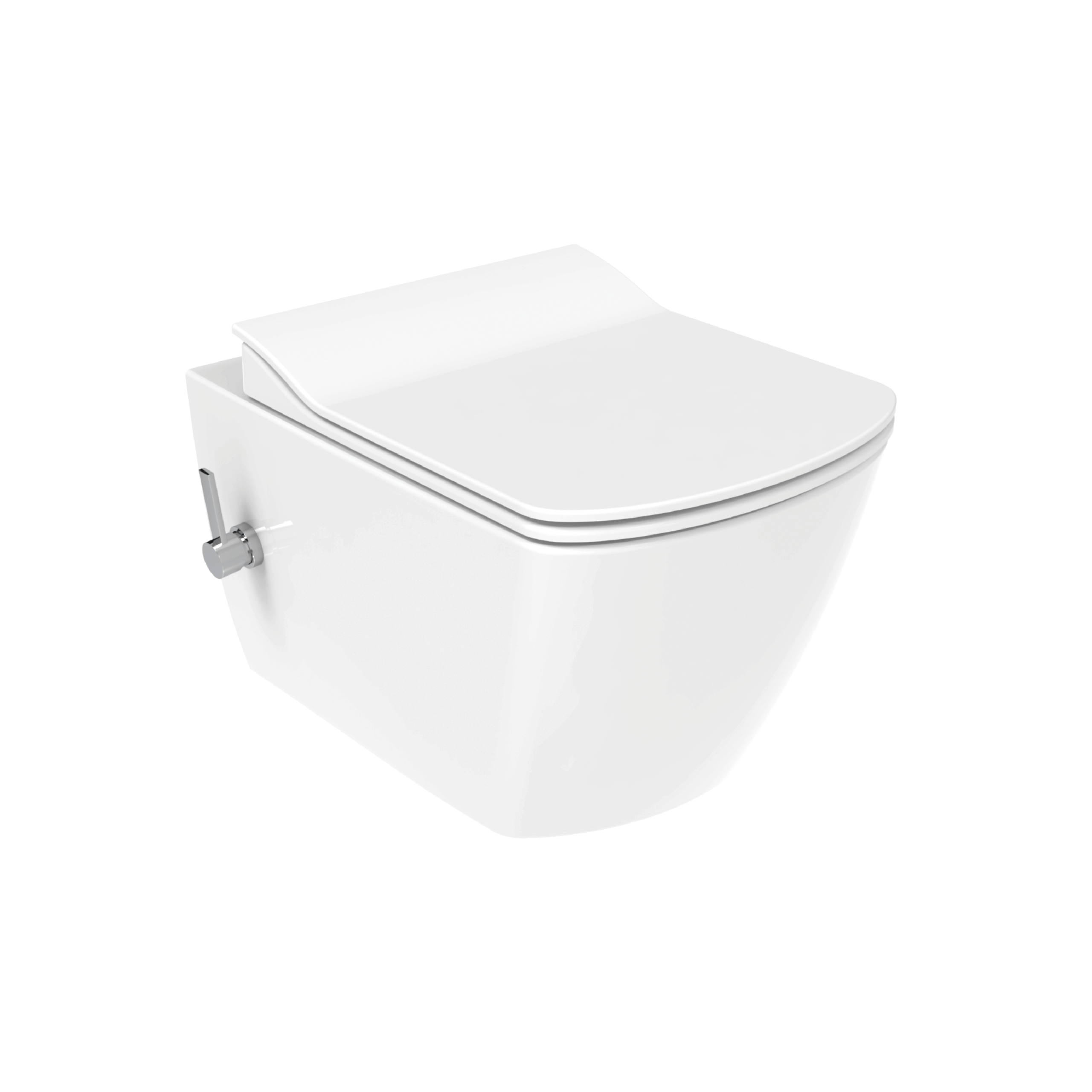eg32120-20picture-1-scaled-1.png Creavit Elegant Wandtoilet Met Bidet - Randloos - Met Bidekraan Koud Water - Zonder Zitting - Glanzend Wit - Afbeelding 1