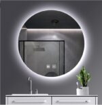 Aloni Omega Miroir - Avec Éclairage Led - Rond - Sans Cadre - Avec Chauffage - Température De Couleur Led 3500-6500k - 120cm