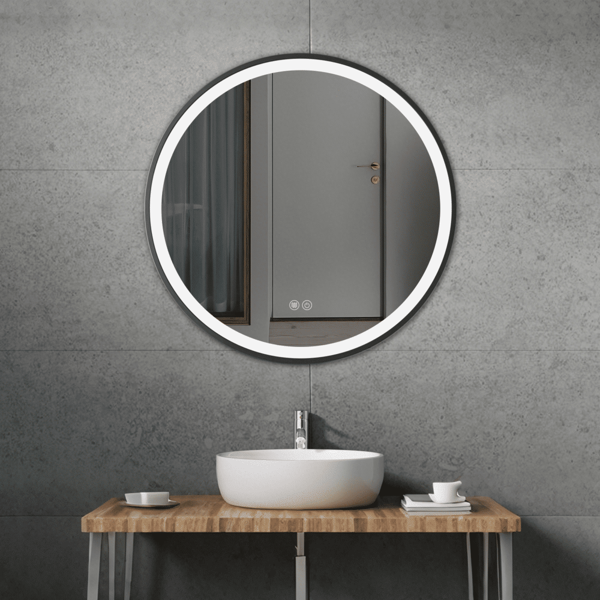 Erfu Mirror Led Anti Fog Φ80cm Black Frame - Image 6