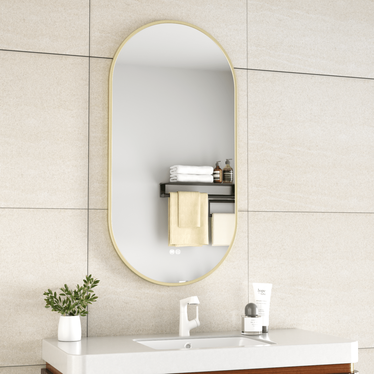 Erfu Mirror Led Anti Fog W50xh100cm Gold - Image 9