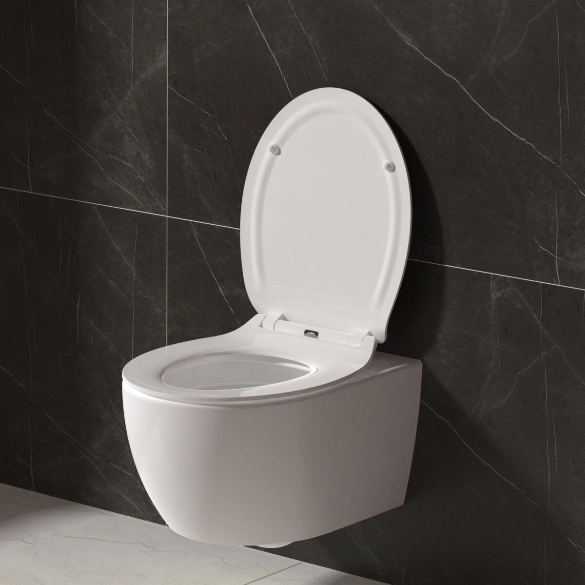 Aloni Premium Wc-Zitting - Slim Design  - Soft Close - Quick Release - Topfix - Duroplast - Rvs Scharnieren - Glanzend Wit - Afbeelding 5