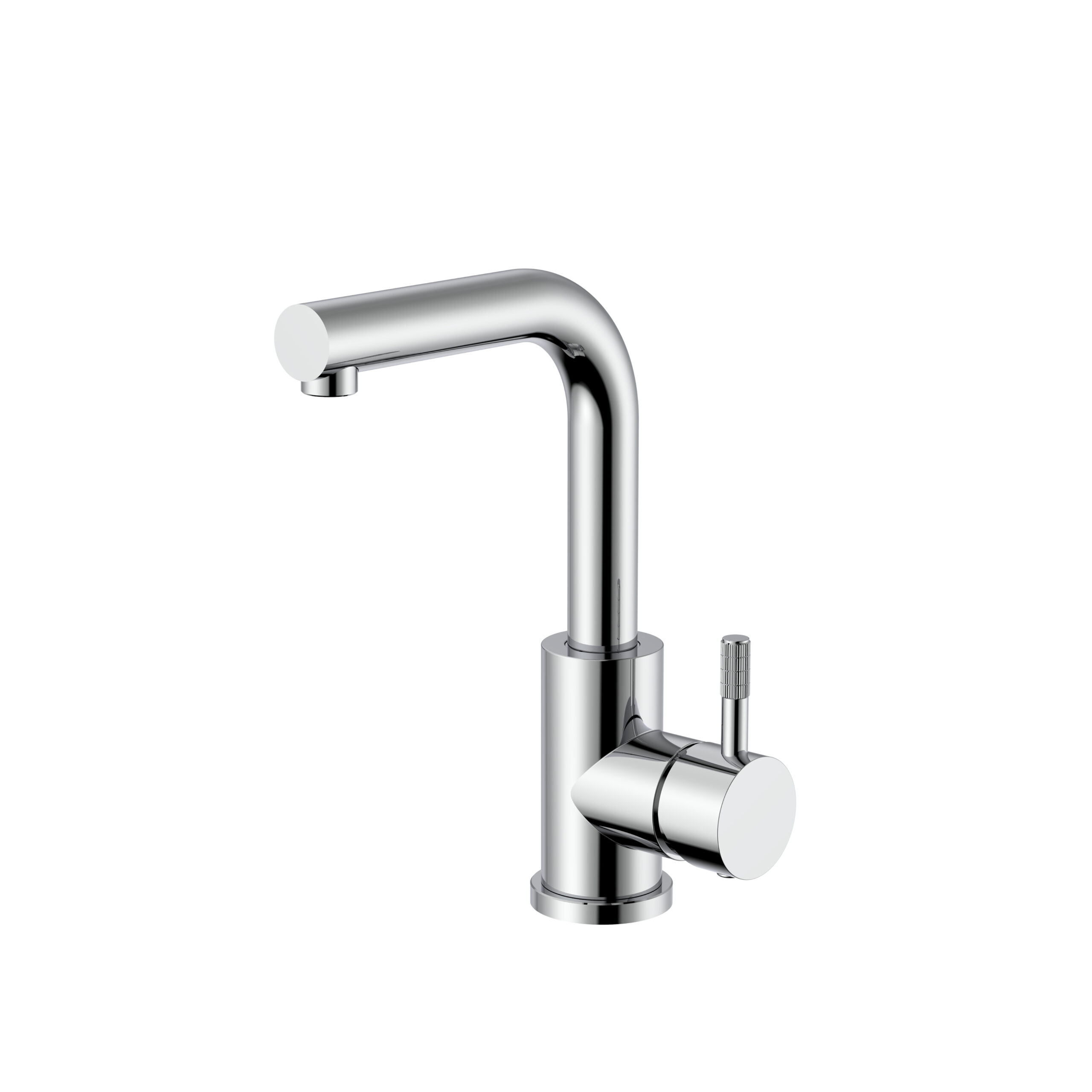 prm1121-c-5.jpg Stria Mitigeur Lavabo/Évier – Bec Droit – Mobile – Démarrage À Froid – Poignée Avec Structure Striée Raffinée – Sans Bonde – Chrome – Image 1
