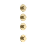 Stria Trim Set For Shower Mixer – 3-Way With 3 Stop Valves – Thermostatic – Built-In – Round – Refined Ribbed Handles – Or Brossé