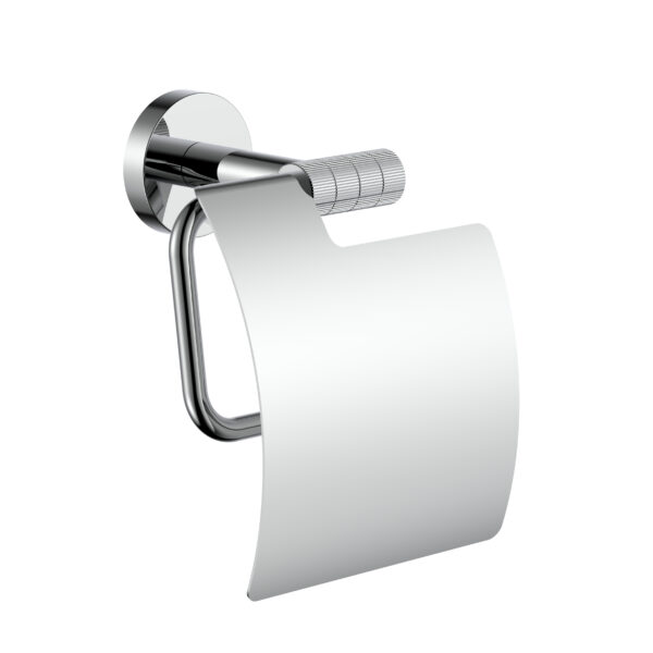 Stria Porte-Papier Toilette Avec Couvercle – Finition Avec Structure Striée Raffinée – Chrome