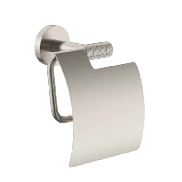 STRIA PORTE-PAPIER TOILETTE AVEC COUVERCLE – FINITION AVEC STRUCTURE STRIÉE RAFFINÉE –  ACIER INOX BROSSÉ