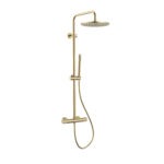 STRIA ENSEMBLE DE DOUCHE PLUIE – THERMOSTATIQUE – COOL TOUCH – DOUCHE DE TÊTE 30 CM – MONTAGE APPARENTE – BOUTONS S AVEC STRUCTURE STRIÉE RAFFINÉE – OR BROSSÉ (PVD)