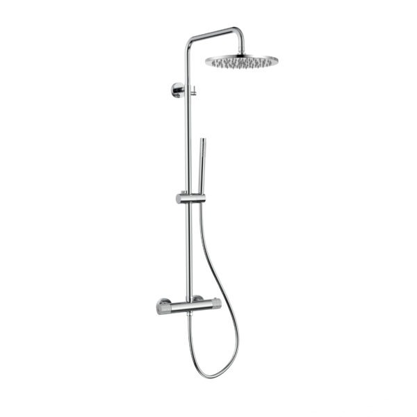 STRIA ENSEMBLE DE DOUCHE PLUIE – THERMOSTATIQUE – COOL TOUCH – DOUCHE DE TÊTE 30 CM – MONTAGE APPARENTE – BOUTONS S AVEC STRUCTURE STRIÉE RAFFINÉE – CHROME