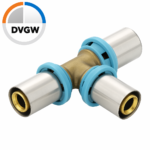 Erfu Meerlagen Pers T-Stuk 16 Mm X 16 Mm X 16 Mm Â Persfitting Dvgw-Gecertificeerd, Geschikt Voor U-, H- En Th-Profiel